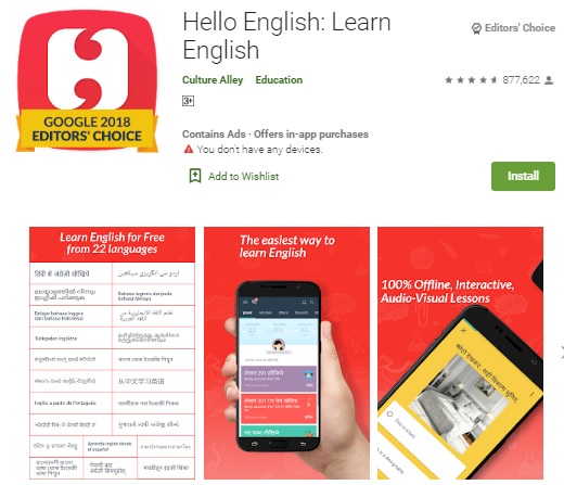 Aplikasi Belajar Bahasa Inggris Offline (1) Hello English