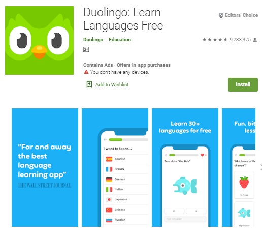 Aplikasi Belajar Bahasa Inggris Offline (4) Duolingo