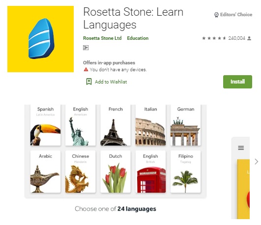 Aplikasi Belajar Bahasa Jepang (3) Rosetta Stone