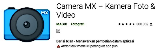 Aplikasi Kamera Terbaik - Camera MX -1