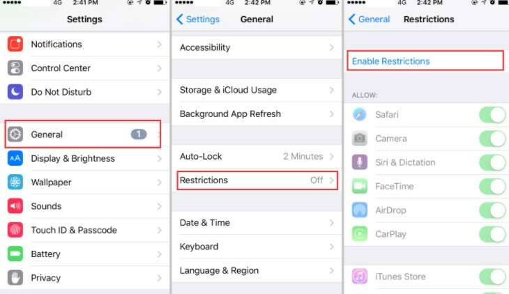Enable Restriction Iphone