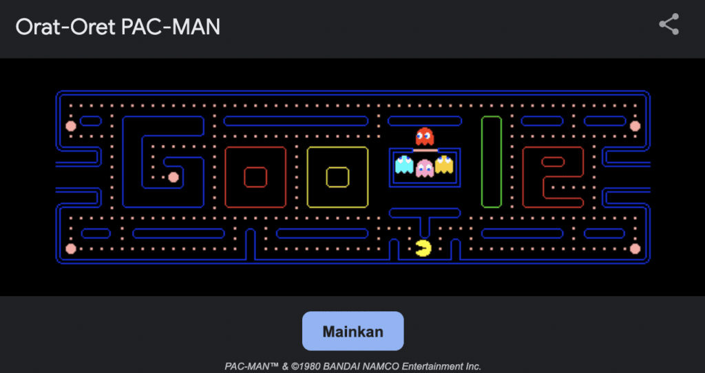PacMan - Cara Main Game di Komputer Tanpa Download